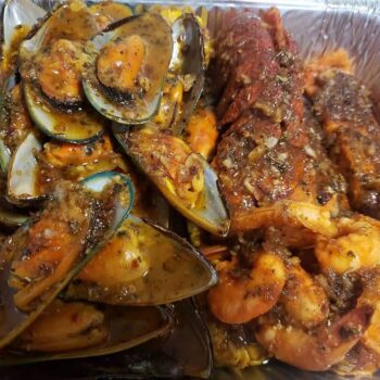 Shrimps and Lobster Tails and Mussels